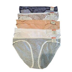 Lot of 5 Jenni Women's Sz 3XL Lace‎ Trim Cotton Bikini Panties Underwear